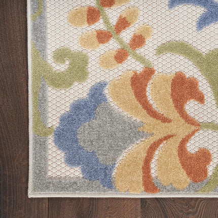 Alfombra de área Nourison Aloha para interiores/exteriores, color azul marfil, 0.6 m x 1.8 m, fácil de limpiar, no suelta pelo, para dormitorio, sala de estar, comedor, patio trasero, terraza (0.6x1.8)
