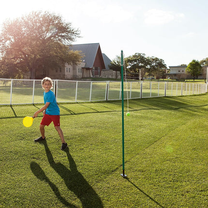 Champion Sports Tetherball Tennis: Swingball Outdoor Lawn Game for Kids, Adults, and Families - Backyard Tether Kit with Tennis Ball and Paddle Set