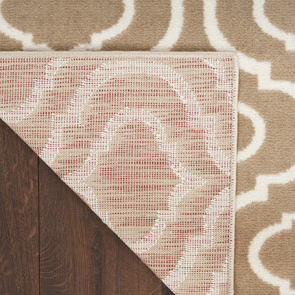 Nourison Jubilant Contemporary Taupe 5'3" x 7'3" Area Rug, Easy Cleaning, Non Shedding, Bed Room, Living Room, Dining Room, Kitchen (5x7)