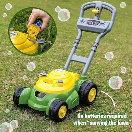 John Deere Bubble Lawn Mower for Toddlers, Bubble Blowing Machines, Indoor and Outdoor Gardening Toy, Birthday, Party Favour for Nursery Girls and Boys, No Batteries Required, 2+
