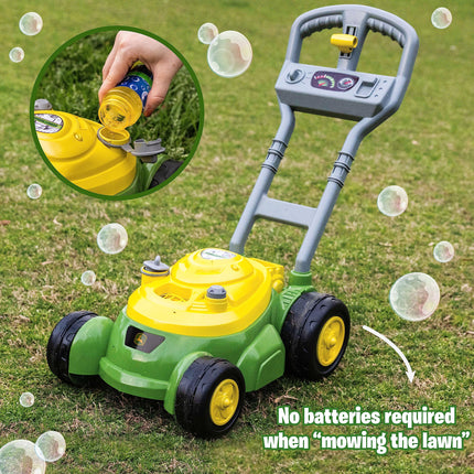 John Deere Bubble Lawn Mower for Toddlers, Bubble Blowing Machines, Indoor and Outdoor Gardening Toy, Birthday, Party Favour for Nursery Girls and Boys, No Batteries Required, 2+