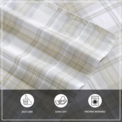 Wrangler- Queen Sheet Set, Silky & Lightweight Bed Sheets Bedding Set, Casual Home Décor (Dayton Valley Plaid Beige, Queen)
