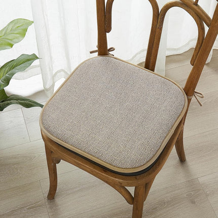 Elegant Comfort 4 Pack Chair Cushion Covers - Skid-Proof Rubber Backing - 16 x 16 Inch - Thick Dining Square Shape Seat Covers - Comfortable Textured Chair Pads with Ties - Mosaic Pattern, Taupe