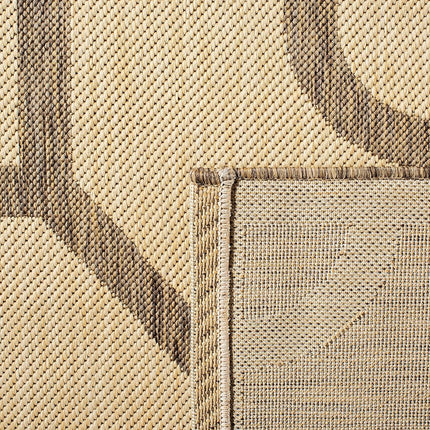 Martha Stewart by SAFAVIEH Collection 6'7" x 9'6" Beige/Dark Beige MSR4121K Fretwork Indoor/Outdoor Waterproof Easy-Cleaning Patio Backyard Mudroom Area-Rug