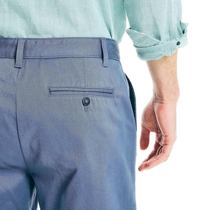 Nautica Men's Classic Fit Flat Front Stretch Solid Chino 8.5" Deck Shorts Casual, Blue Indigo, 34
