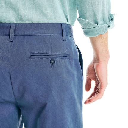 Nautica Men's Classic Fit Flat Front Stretch Solid Chino Deck Short Casual, Blue Indigo, 44 8.5