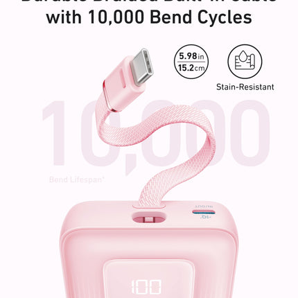 Anker Zolo Power Bank (10K, 30W) with a 5.4-inch (13.7 cm) built-in USB-C cable.