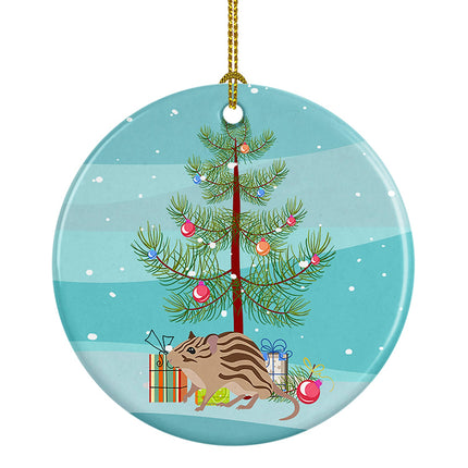 Zebra Mouse Merry Christmas Ceramic Ornament-0