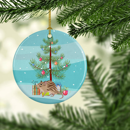 Zebra Mouse Merry Christmas Ceramic Ornament-1