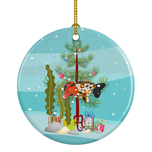 Ranchu Goldfish Merry Christmas Ceramic Ornament-0