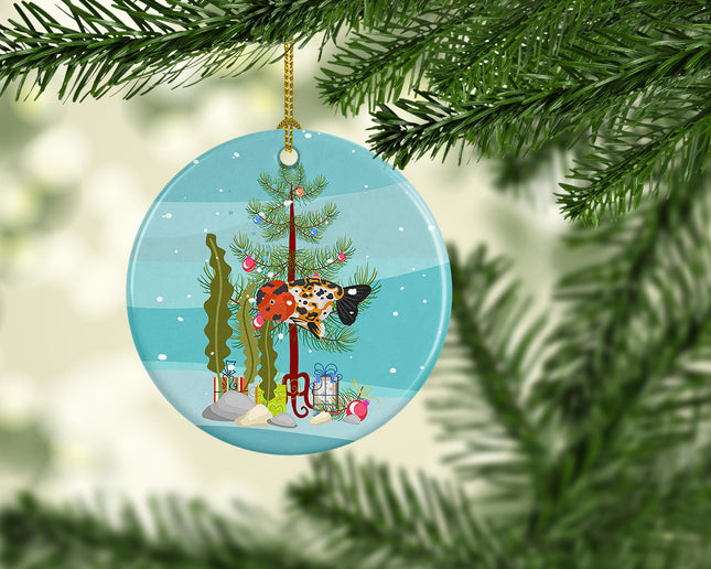 Ranchu Goldfish Merry Christmas Ceramic Ornament-1
