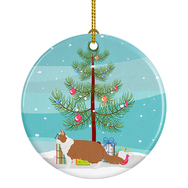 Norwegian Forest Cat Christmas Ceramic Ornament-0