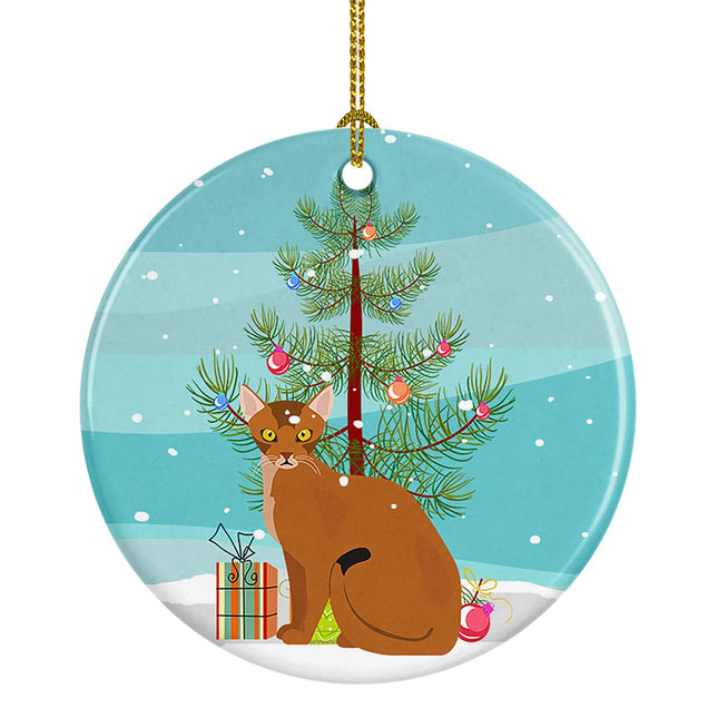 Abyssinian Cat Christmas Ceramic Ornament-0
