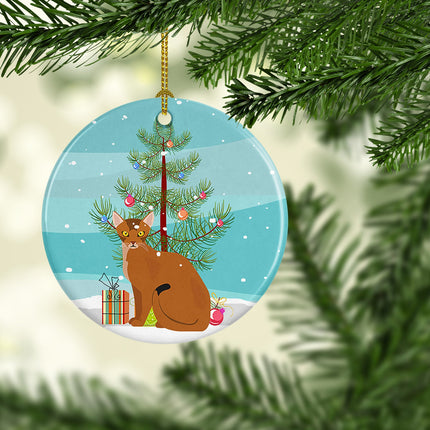 Abyssinian Cat Christmas Ceramic Ornament-1