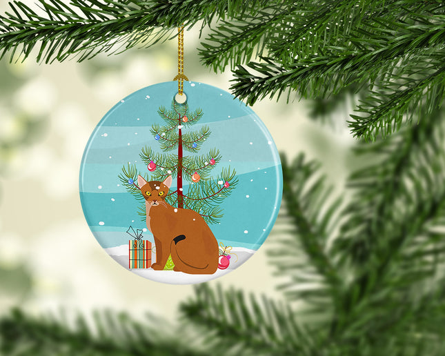 Abyssinian Cat Christmas Ceramic Ornament-1