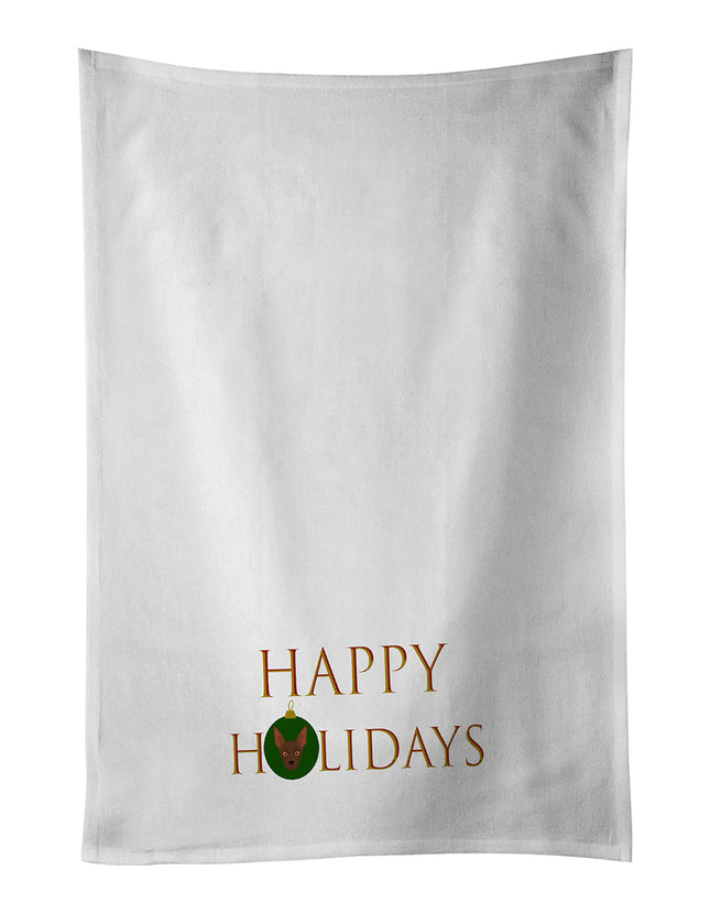 Abyssinian Sand Terrier - Dog Face Happy Holidays Christmas Kitchen Towel Set of 2-0