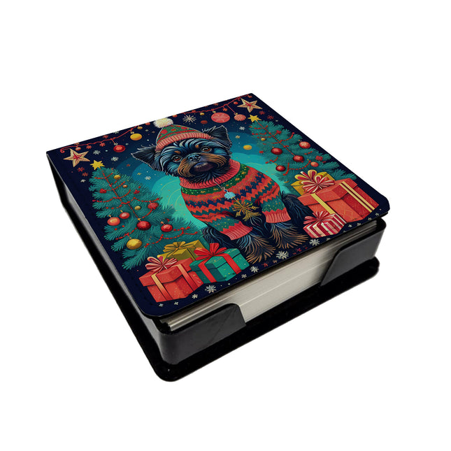 Affenpinscher Christmas PU Leather Note Paper Holder-0