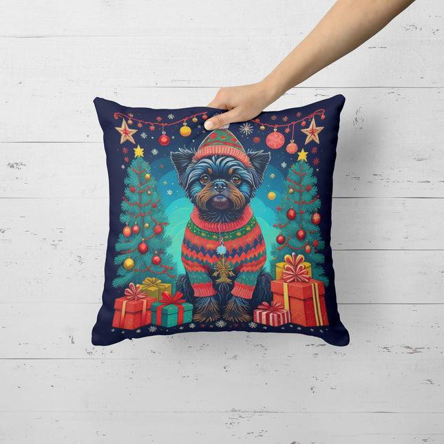 Affenpinscher Christmas Throw Pillow-1
