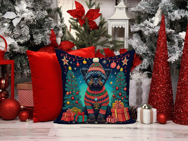 Affenpinscher Christmas Throw Pillow-1