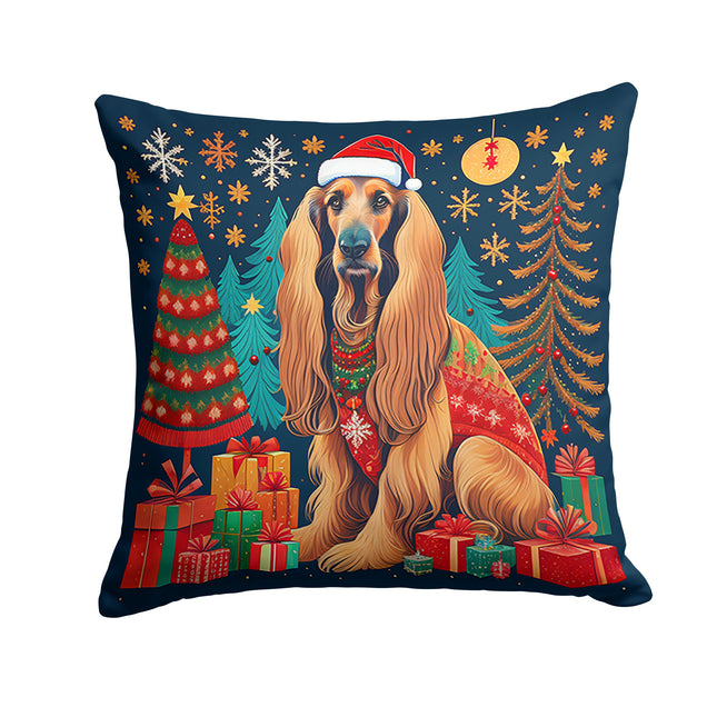 Afghan Hound Christmas Throw Pillow-0