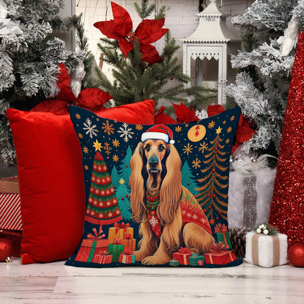 Afghan Hound Christmas Throw Pillow-1