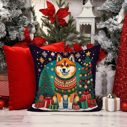 Akita Christmas Throw Pillow-1