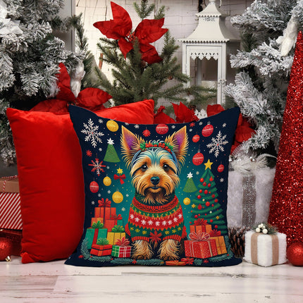 Australian Terrier Christmas Throw Pillow-1