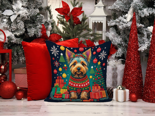 Australian Terrier Christmas Throw Pillow-1