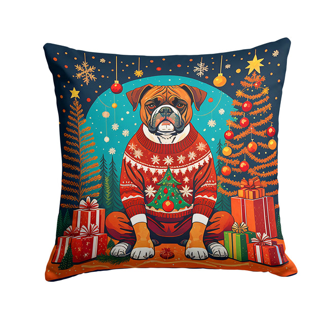 Boxer Christmas Throw Pillow-0