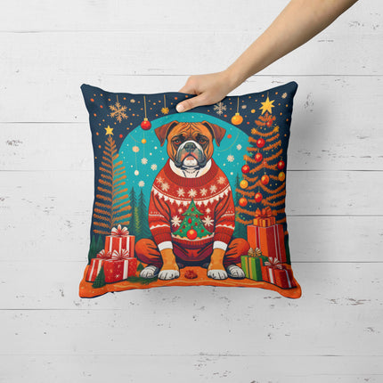Boxer Christmas Throw Pillow-1