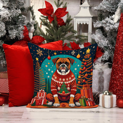 Boxer Christmas Throw Pillow-2