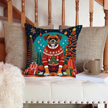 Boxer Christmas Throw Pillow-4