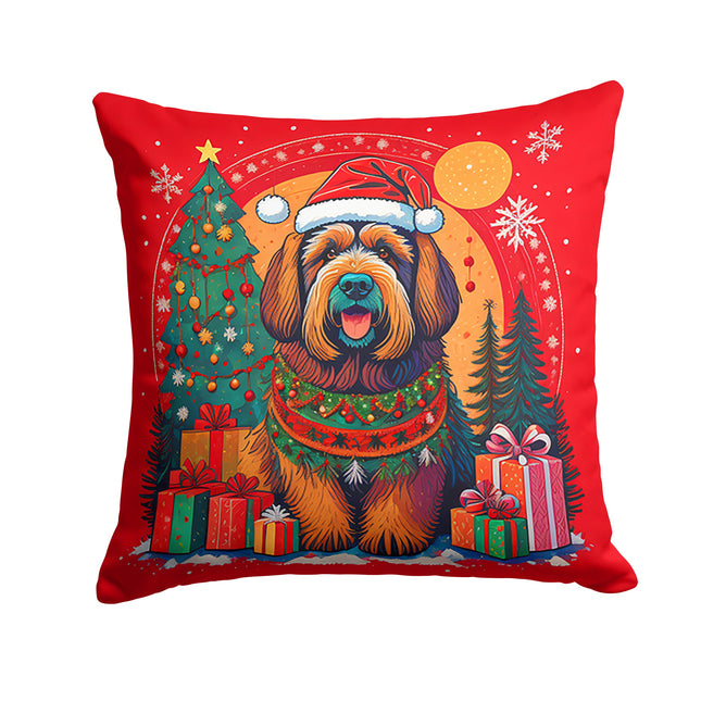Briard Christmas Throw Pillow-0
