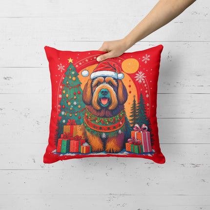 Briard Christmas Throw Pillow-1