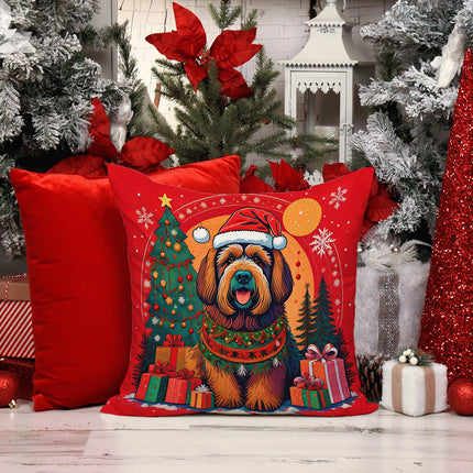 Briard Christmas Throw Pillow-2