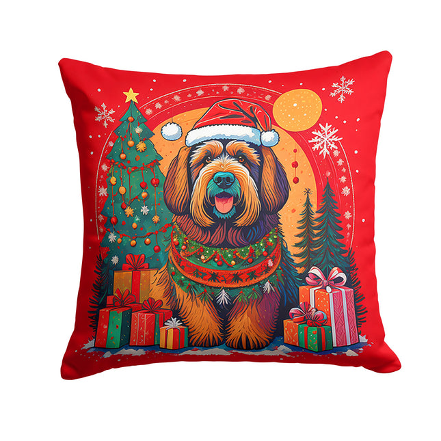 Briard Christmas Throw Pillow-0