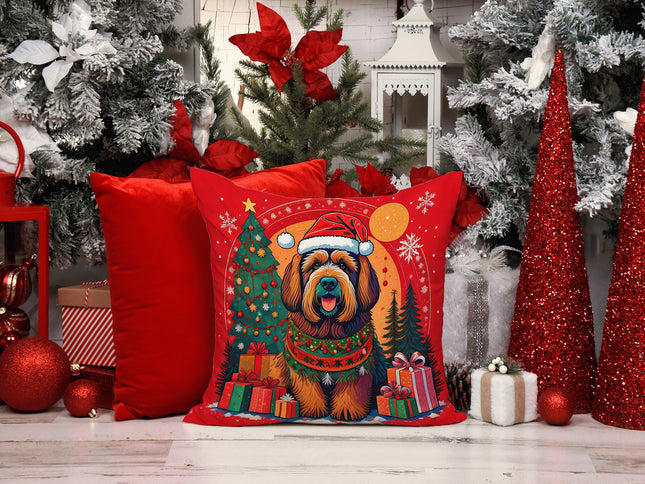 Briard Christmas Throw Pillow-1
