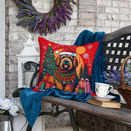 Briard Christmas Throw Pillow-3