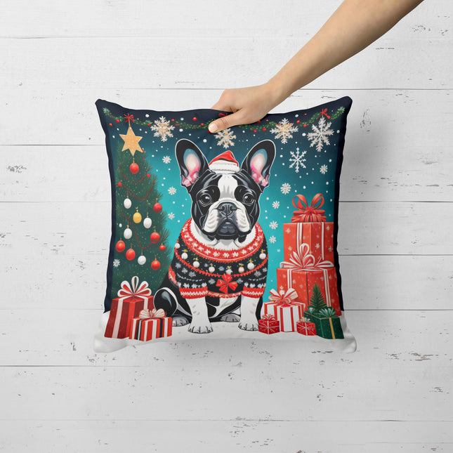 French Bulldog Christmas Throw Pillow-1