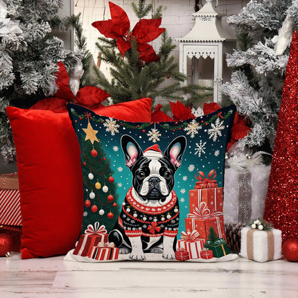 French Bulldog Christmas Throw Pillow-2