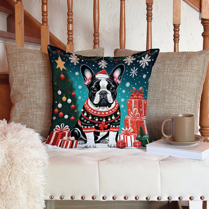 French Bulldog Christmas Throw Pillow-4