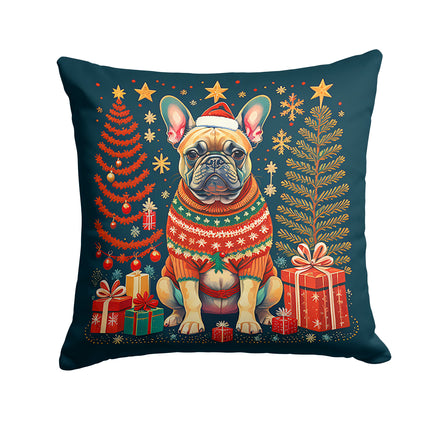 Fawn French Bulldog Christmas Throw Pillow-0