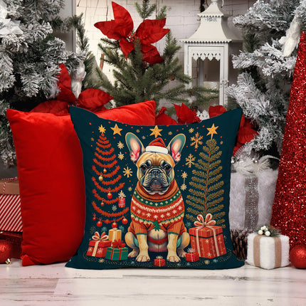 Fawn French Bulldog Christmas Throw Pillow-1