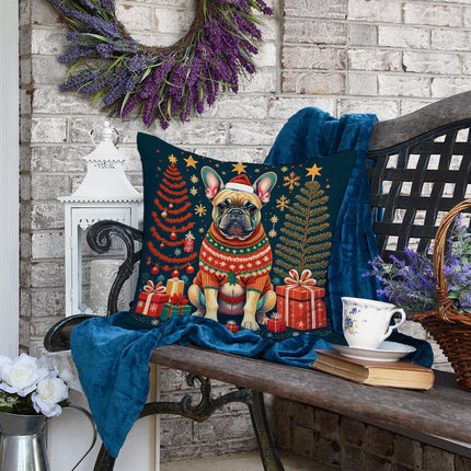Fawn French Bulldog Christmas Throw Pillow-3