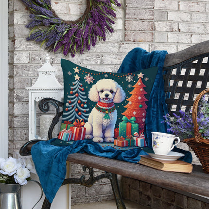 White Toy Poodle Christmas Throw Pillow-3