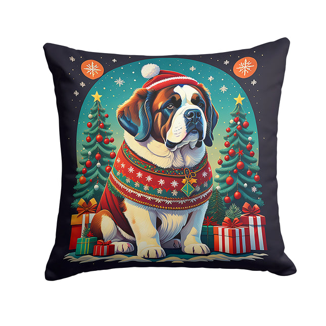 Saint Bernard Christmas Throw Pillow-0