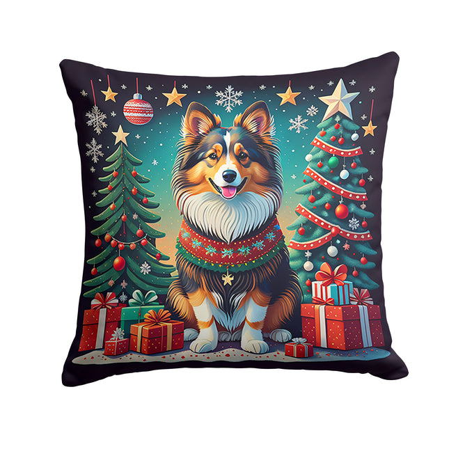 Sheltie Christmas Throw Pillow-0