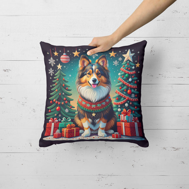 Sheltie Christmas Throw Pillow-1