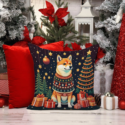 Shiba Inu Christmas Throw Pillow-1