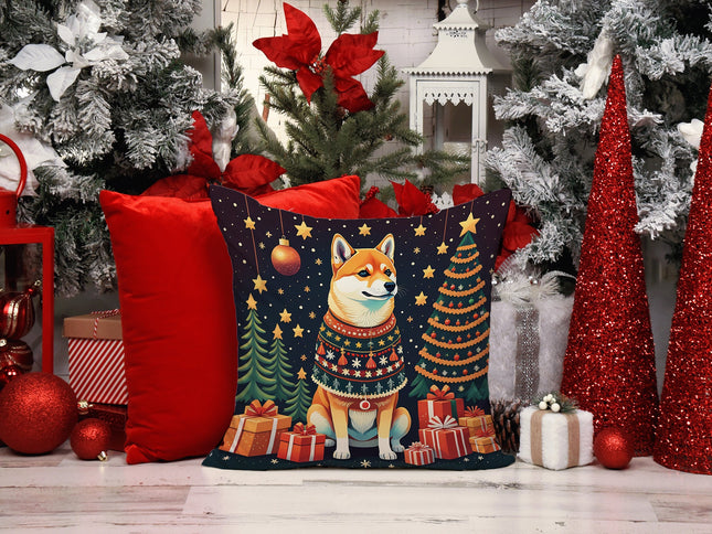 Shiba Inu Christmas Throw Pillow-1